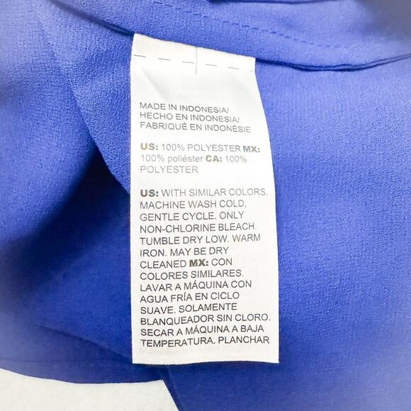 Chicos Flutter Sleeve Blouse Solid Crepe Top Seafaring Blue Size 4 NWT $90 - Picture 6 of 6